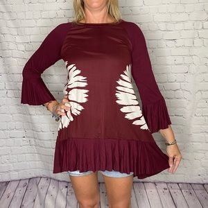 Burgundy and white dip dye tunic top